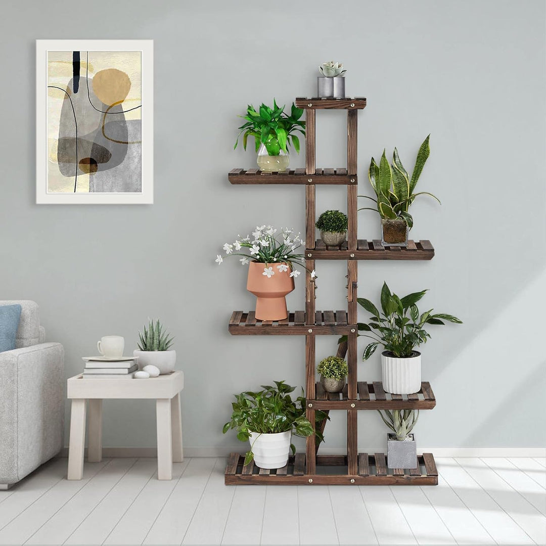 Yaheetech Pflanzentreppe mit 6 Ebenen, Schmales Blumenregal, Blumenständer Balkon, Holz Blumenbank O