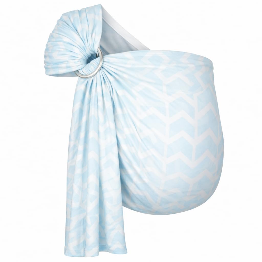 Hoppediz Ring-Sling, Baby-Tragetuch ab Geburt, 100 % kbA-Baumwolle, Design Amsterdam aqua, Amsterdam