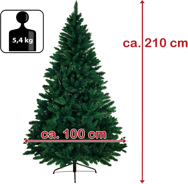BB Sport Christbaum Weihnachtsbaum 210 cm Dunkelgrün PVC Tannenbaum Künstlich Standfuss Klappsystem