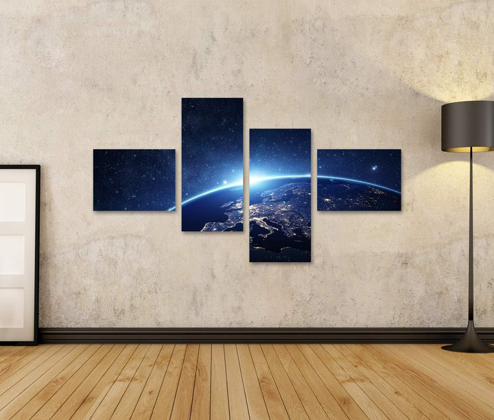 islandburner Bild auf Leinwand Planet Erde Aus Weltall Bilder Wandbilder Poster Leinwand 150x80cm -