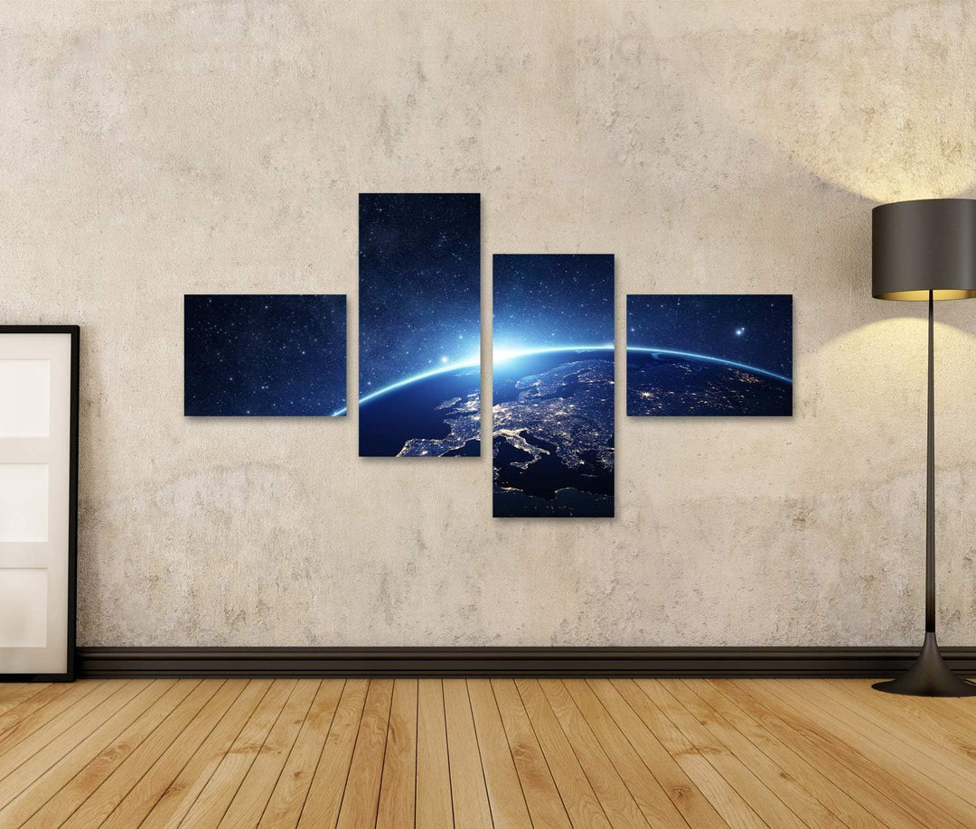islandburner Bild auf Leinwand Planet Erde Aus Weltall Bilder Wandbilder Poster Leinwand 150x80cm -