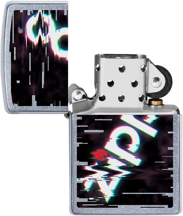 ZIPPO – Sturmfeuerzeug, Zippo Logo, Color Image, Street Chrome, nachfüllbar, in hochwertiger Geschen