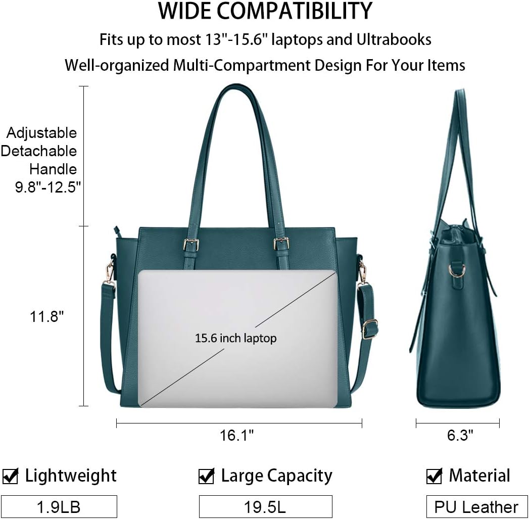 NEWHEY Handtasche Damen Shopper Damen Grosse Schwarz Gross Laptop Tasche 15.6 Zoll Elegant Leder Umh