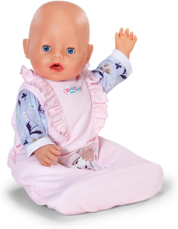 Baby Born Puppenschlafsack - Rosa Schlafsack mit Rüschen & Klettverschluss - Hochwertiges Puppenzube