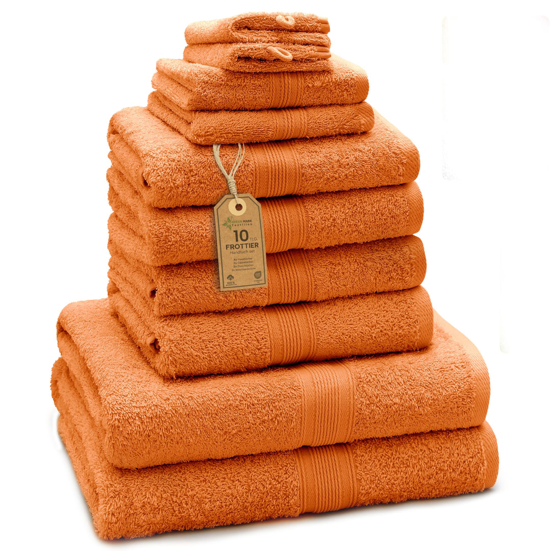 GREEN MARK Textilien 10 TLG. FROTTIER Handtuch-Set mit verschiedenen Grössen 4X Handtücher, 2X Dusch