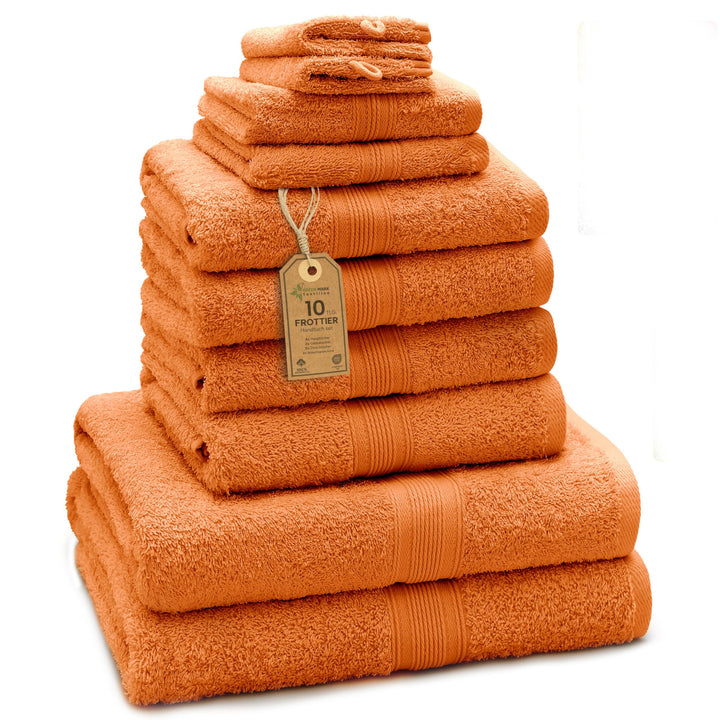 GREEN MARK Textilien 10 TLG. FROTTIER Handtuch-Set mit verschiedenen Grössen 4X Handtücher, 2X Dusch