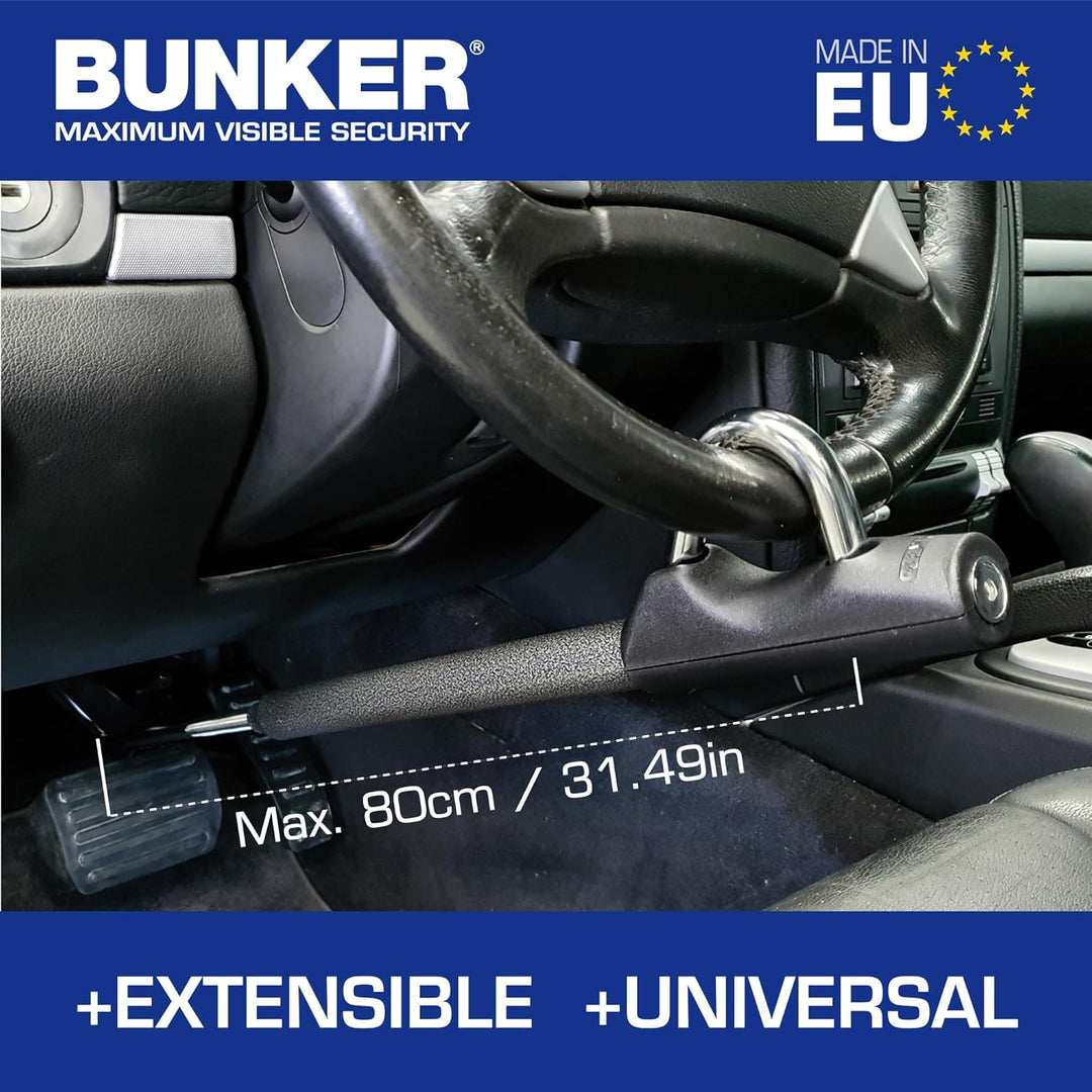 BUNKER BB83B Lenkradkralle Anti-Diebstahl, Gehärtete Schaukel, Hohe Sicherheit, Universal Max 83cm S