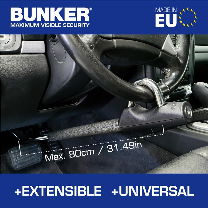 BUNKER BB83B Lenkradkralle Anti-Diebstahl, Gehärtete Schaukel, Hohe Sicherheit, Universal Max 83cm S