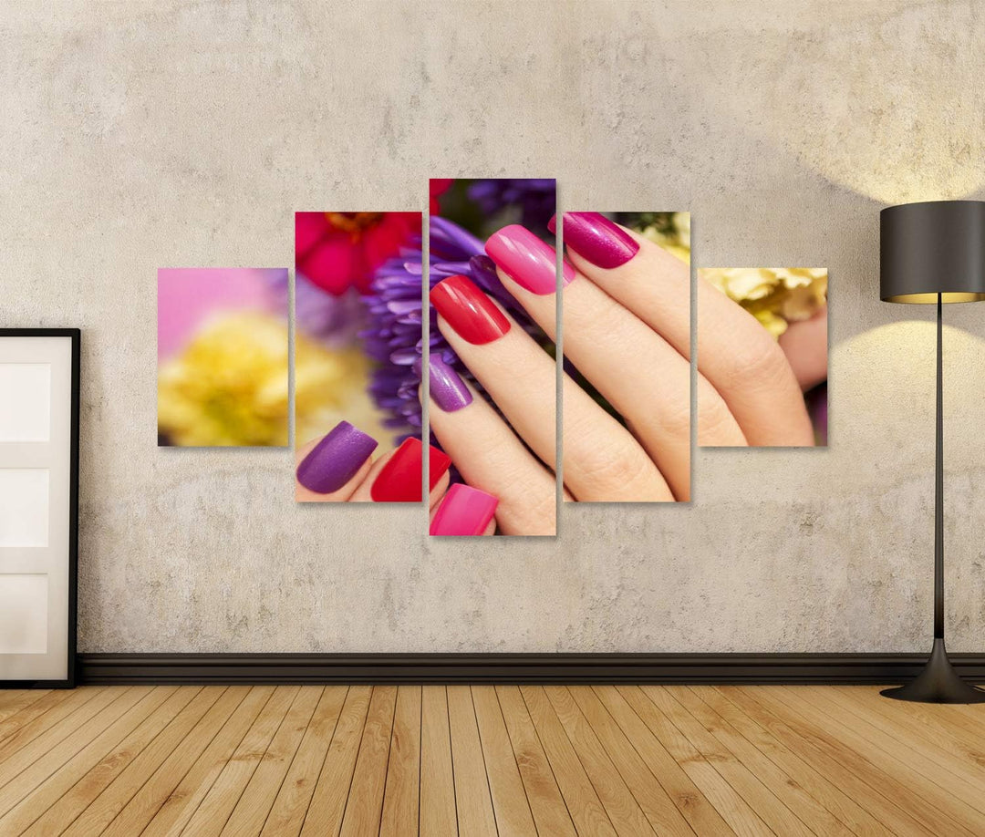 islandburner Bild auf Leinwand Nageldesign Blumen Farbiger Lack Frau Hand Bilder Wandbilder Poster 8