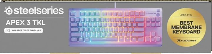SteelSeries Apex 3 TKL Lavendel RGB Gaming-Tastatur – Kompakter Tenkeyless-Formfaktor – 8-Zonen-RGB-