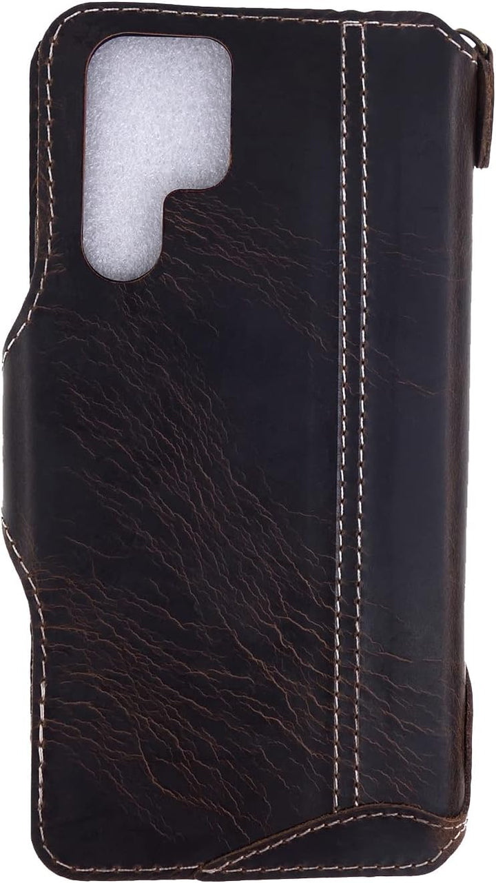 Yogurt Handyhülle für Samsung Galaxy S22 Ultra, Hülle Echtleder Case Ledertasche Lederhülle für Sams