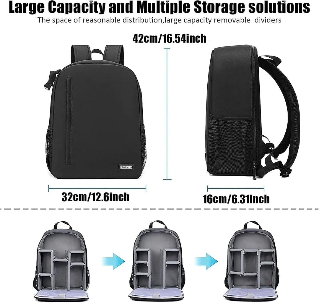 Cwatcun Kamerarucksack Camera Backpack Professioneller für spiegellose DSLR/SLR-Kamera, wasserdicht,
