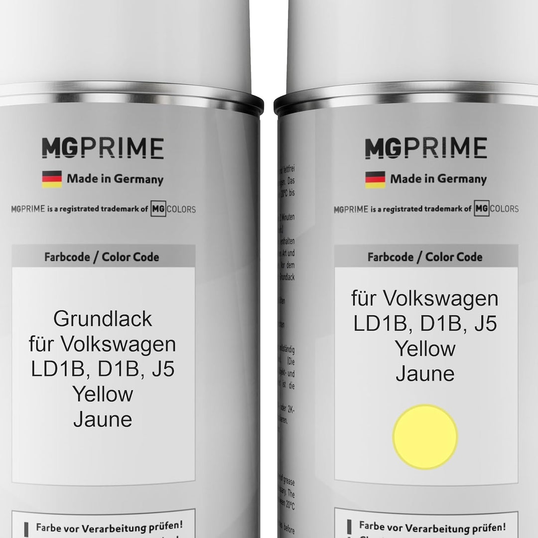 MG PRIME Autolack Sprühdosen Set für Volkswagen VW LD1B / D1B / J5 Yellow/Jaune Grundlack Basislack