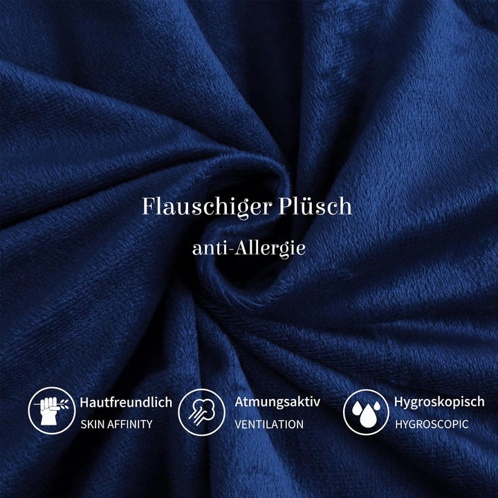 Boqingzhu Flanell Winter Bettwäsche 200×220cm Plüsch Biber Blau Dunkelblau Grau Warm Kuschelig Flaus