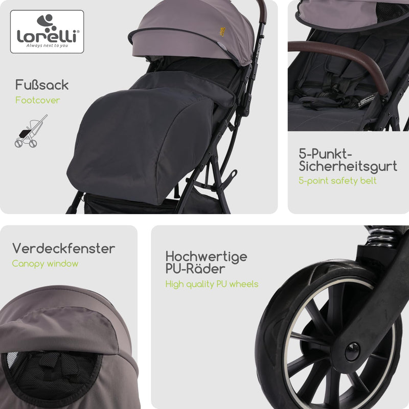 Lorelli Kinderwagen Minori, Sport Buggy klein zusammenklappbar, Autofold Einhand-Klappsystem, Nur 9,