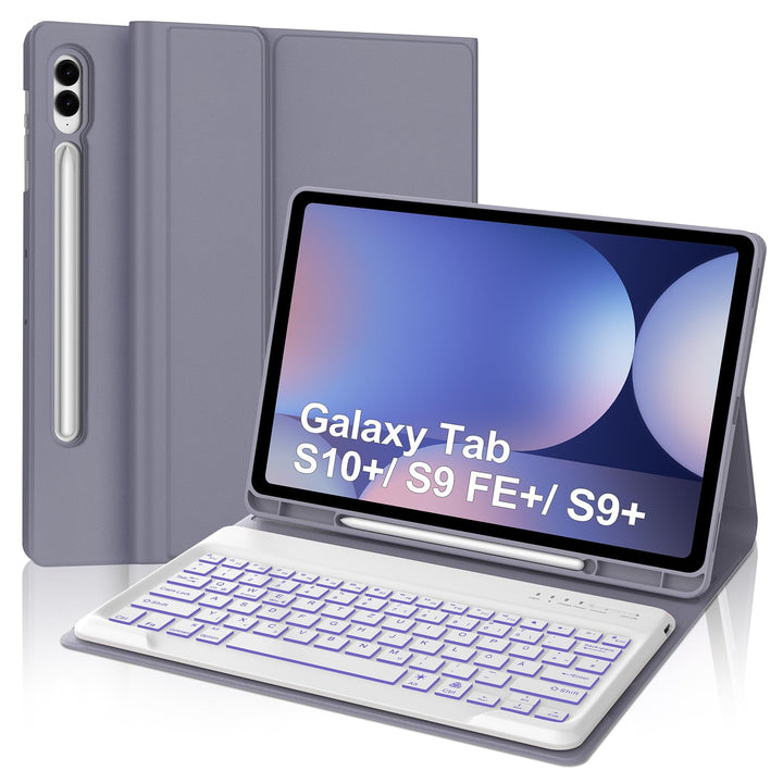 Hülle mit Deutscher QWERTZ-Tastatur für Samsung Galaxy Tab S10 Plus (2024), Tab S9 Plus (2023), S9 F