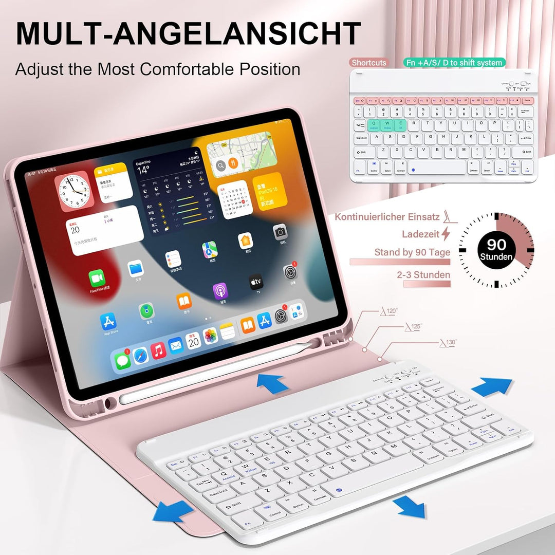 Tastatur Hülle für iPad Air 11 Zoll M3/M2 (2025/2024), iPad Air 5./4. Generation 2022/2020 10,9 Zoll