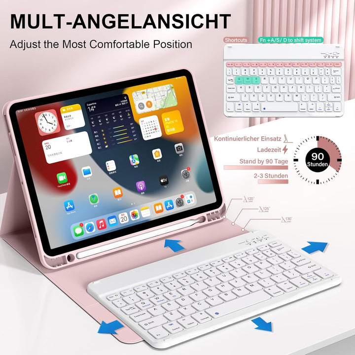Tastatur Hülle für iPad Air 11 Zoll M3/M2 (2025/2024), iPad Air 5./4. Generation 2022/2020 10,9 Zoll