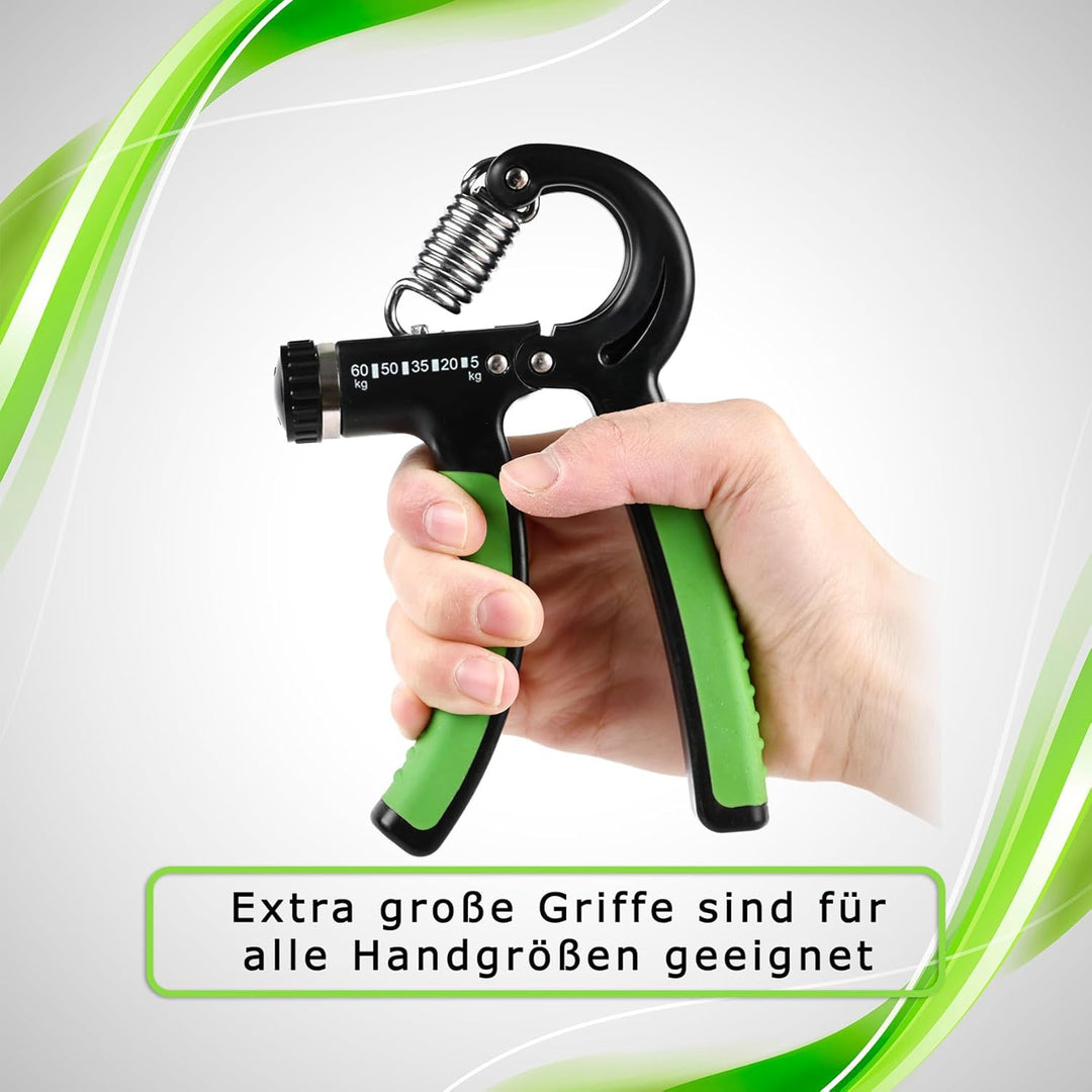 Profi Fitness Handtrainer 5-65 kg Widerstands-Markierungen, 2-er Set Fingerhantel einstellbar, Finge