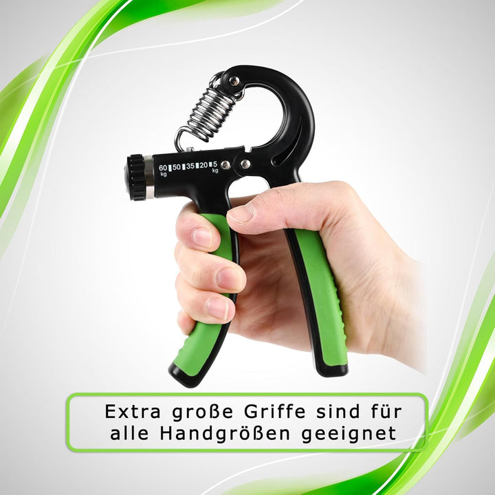 Profi Fitness Handtrainer 5-65 kg Widerstands-Markierungen, 2-er Set Fingerhantel einstellbar, Finge