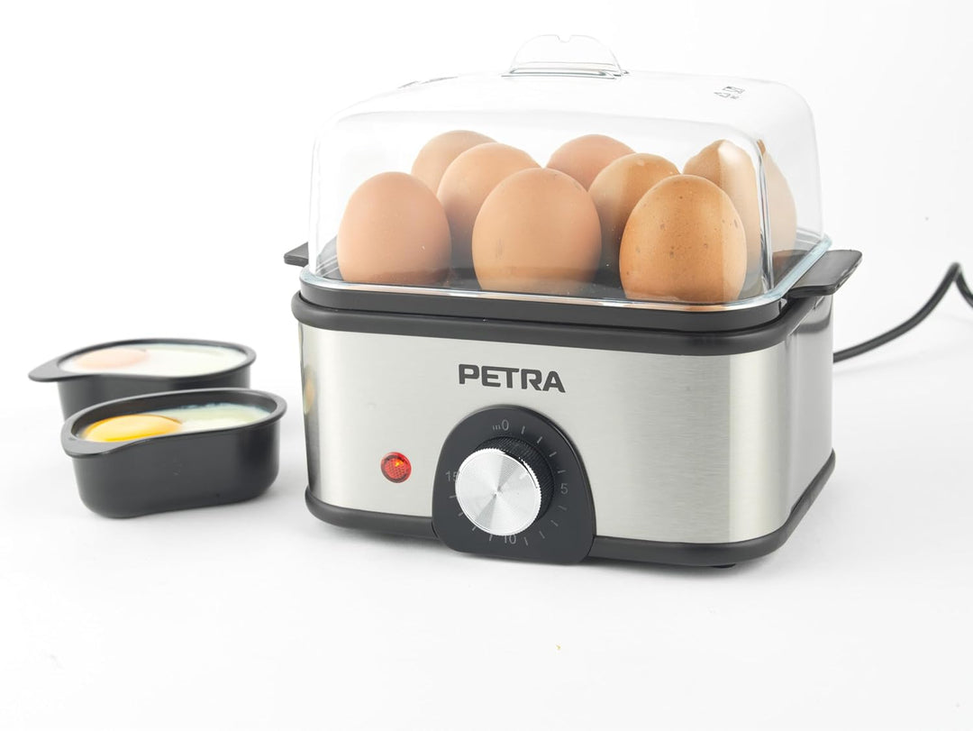 Petra Elektrischer Eierkocher – Kapazität für 8 Eier, Eier kochen und pochieren, weich-, mittel- und