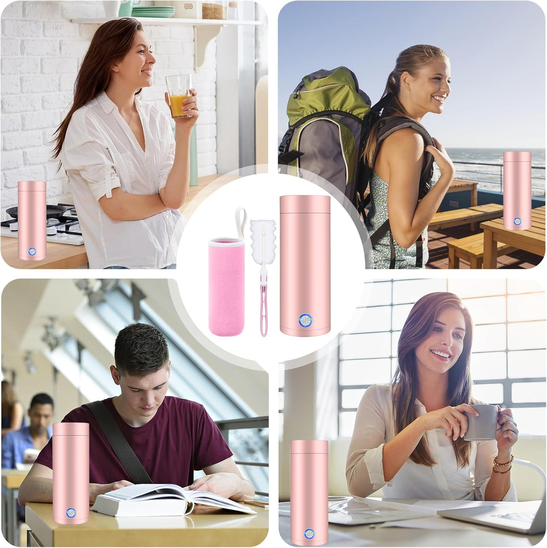 Tragbarer Wasserkocher, 400ml Mini Reisewasserkocher, 3 in 1Reise-Elektrisch-Wasserkocher Weiss mit