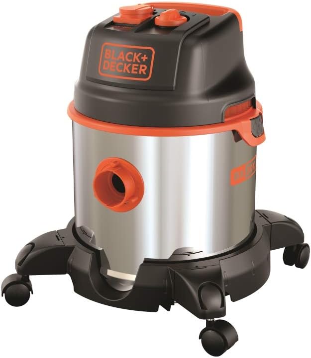 BLACK+DECKER Nass und Trockensauger BXVC20XTE mit Integrierte Steckdose für Elektrowerkzeug (1400 W,