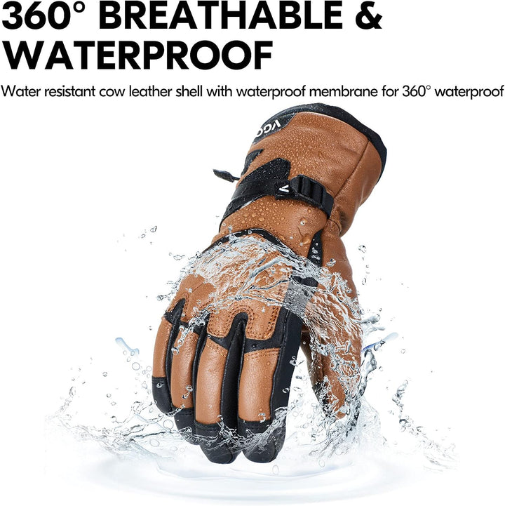 Vgo... Winter Waterproof Gloves Men for Ski Outdoor Snowboard Scooter, Thermal Cold Weather Gloves T