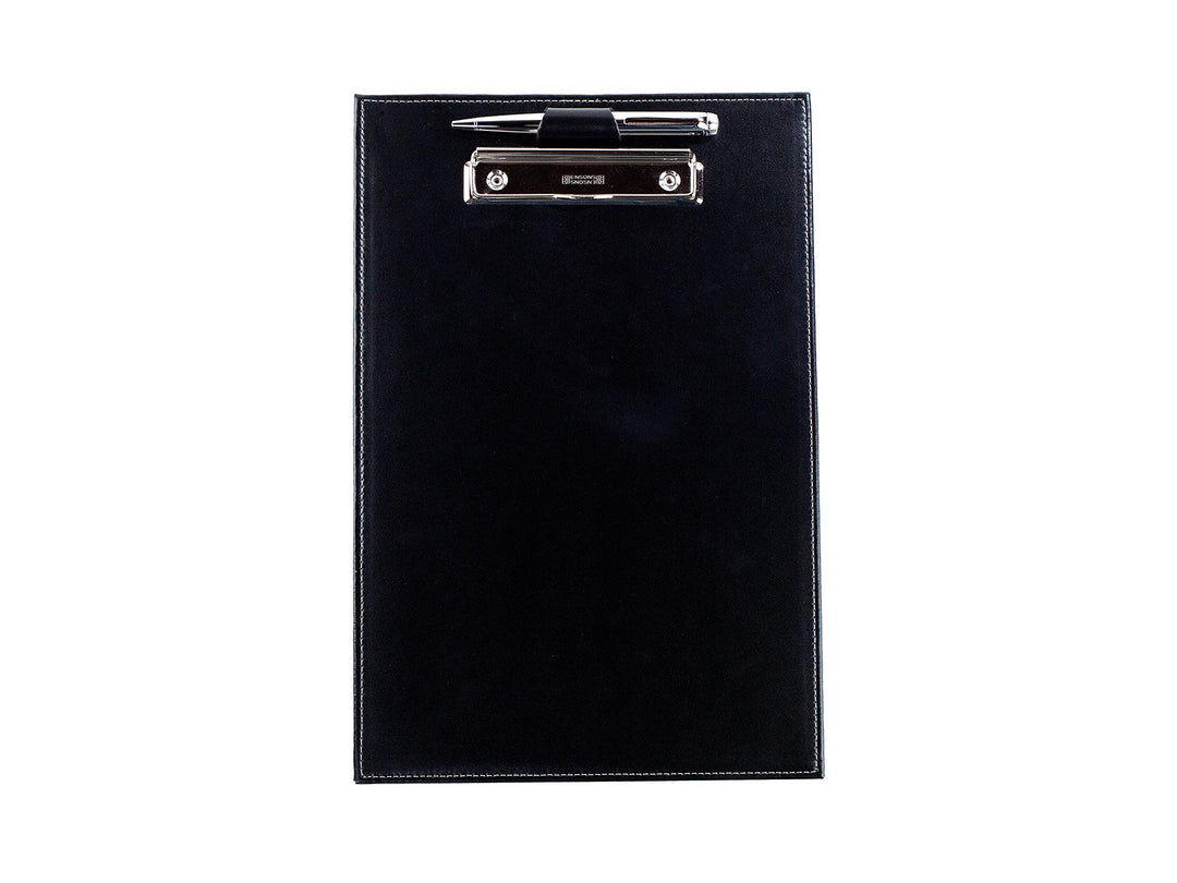 DELMON VARONE - Klemmbrett Mappe DIN A4 Cambridge Top Grain Leder Schwarz - Organizer Klemmbrettmapp
