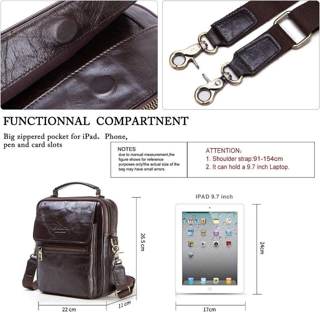 Contacts Männer Kleine Leder Messenger Bag, Echtes Leder Crossbody Tasche Schulter iPad Tasche Reise