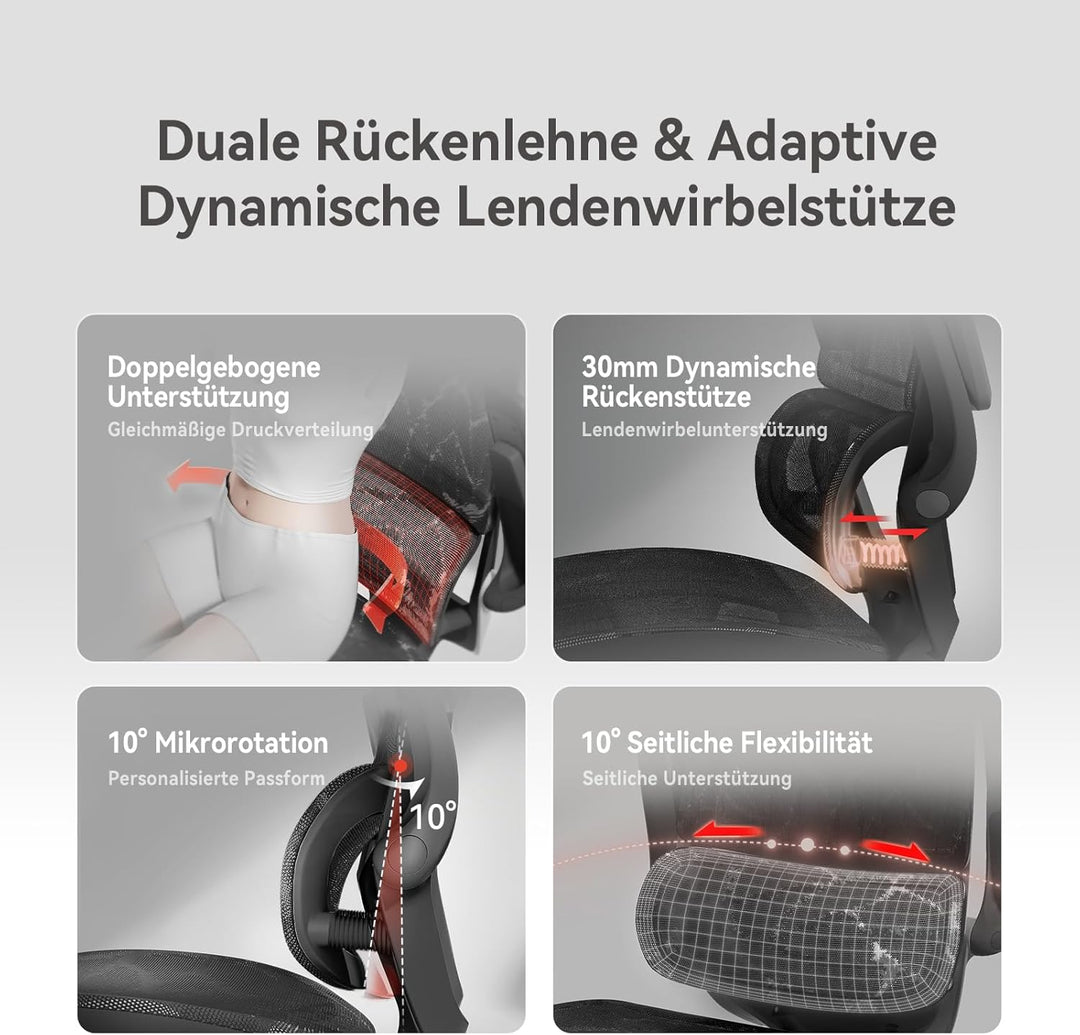 SIHOO M59AS Ergonomischer Bürostuhl mit 3D-koordinierbaren, hochklappbaren Armlehnen, Doppelsitzlehn