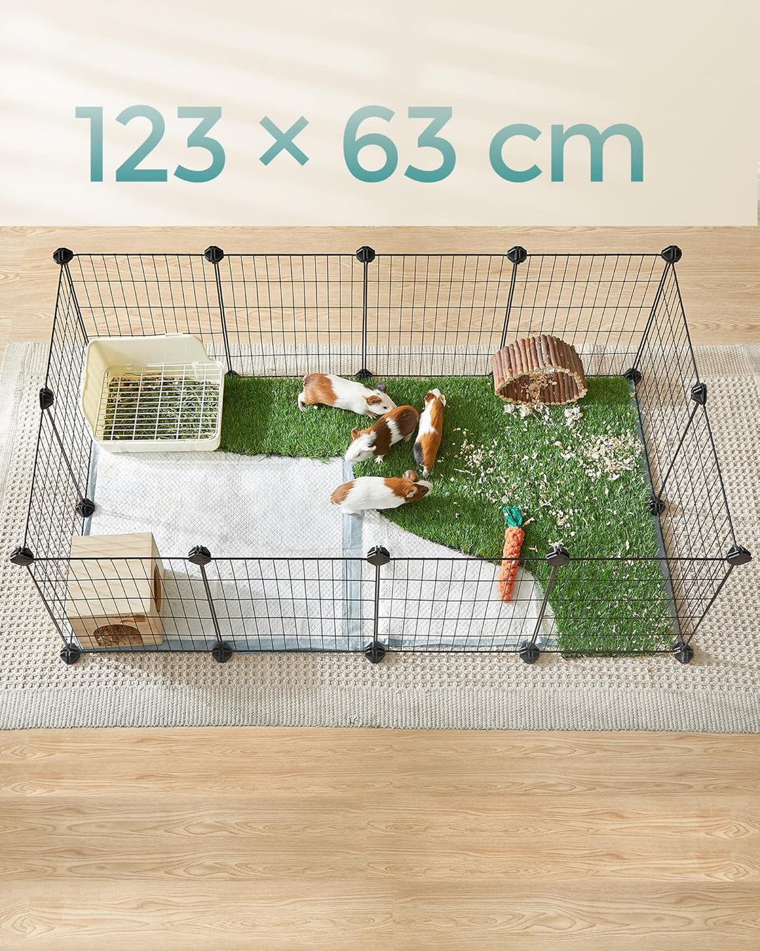 SONGMICS Freilauf, DIY-Kleintiergehege, Kleintierkäfig, Welpenauslauf, Kaninchen, Meerschweinchen, M