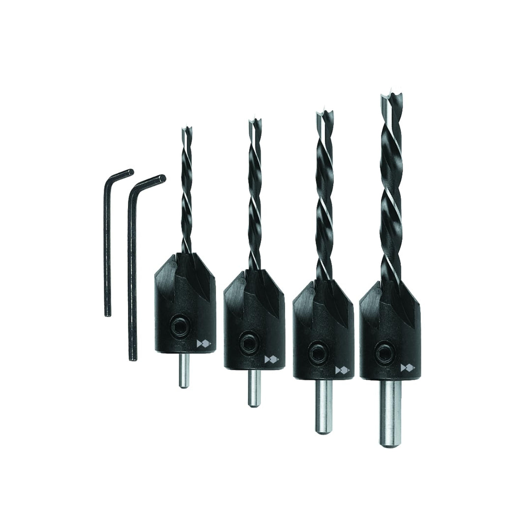 FISCH - Holzspiralbohrer + Aufsteckversenker Set 8-tlg. Ø 3-4-5-6 mm