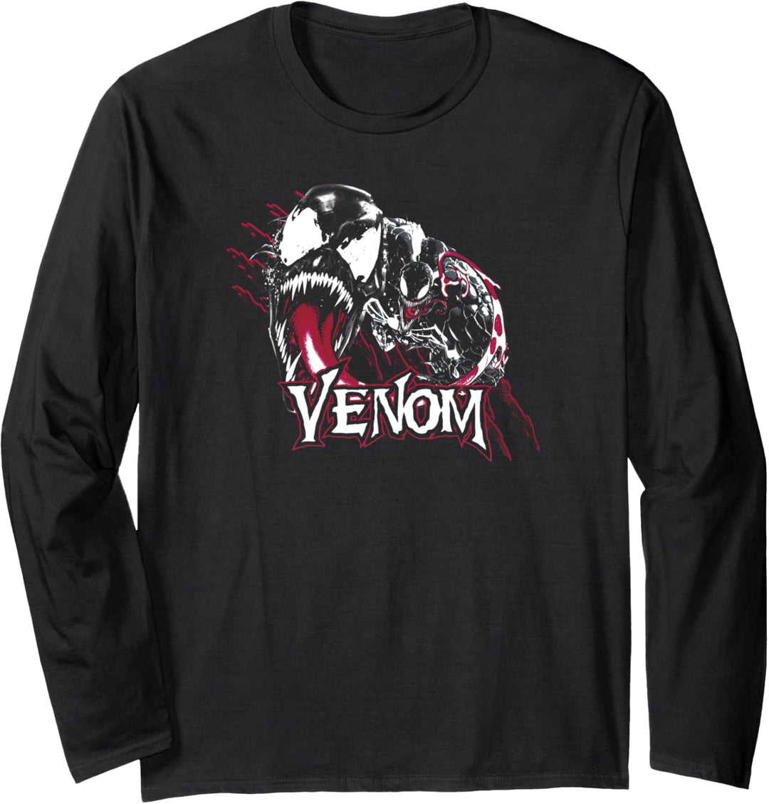 Marvel Venom Slash Marks Name Text Langarmshirt