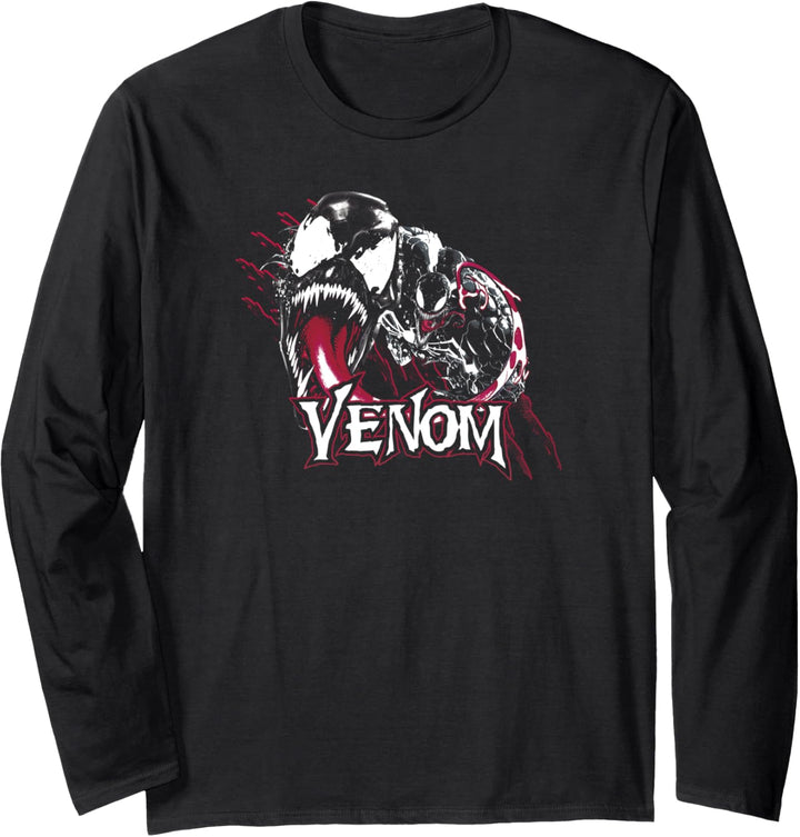 Marvel Venom Slash Marks Name Text Langarmshirt