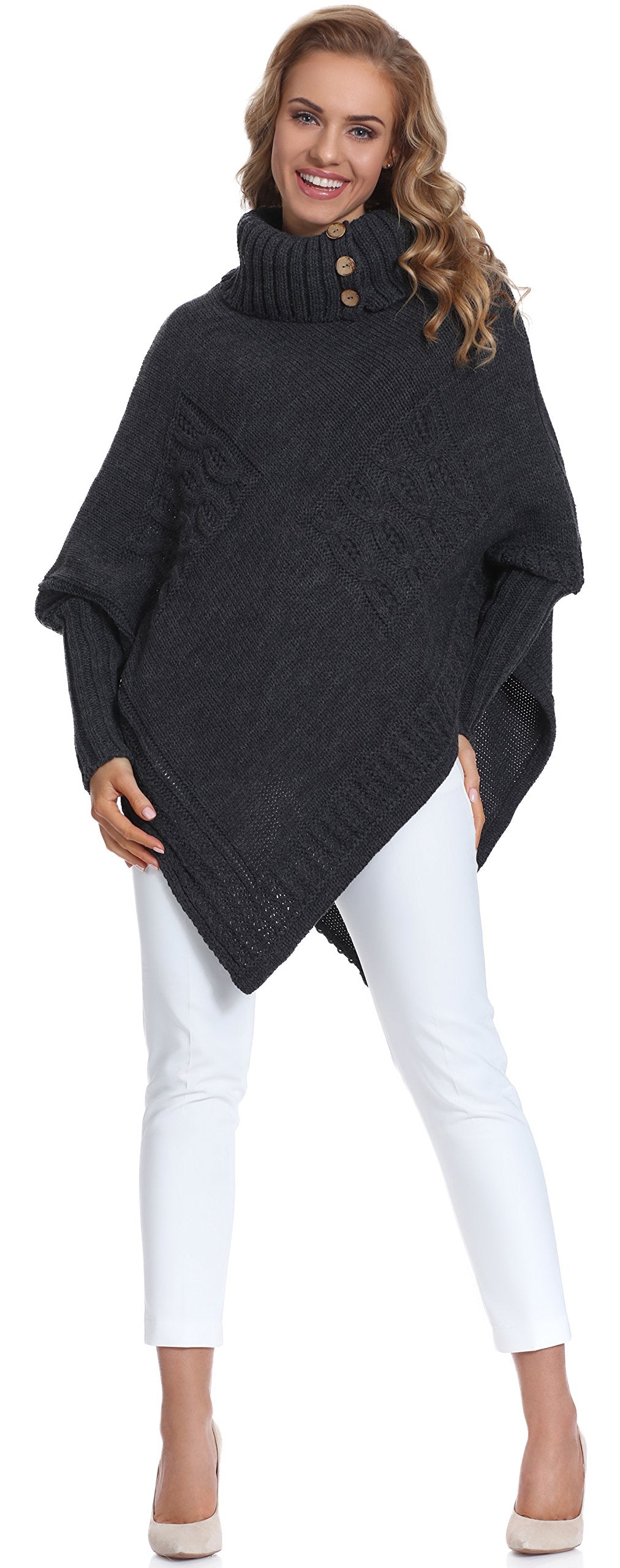 Merry Style Damen Poncho M83N4 Einheitsgrösse Graphite, Einheitsgrösse Graphite