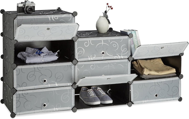 Relaxdays Schuhschrank mit 10 Fächern, Schuhregal gross, Steckregal Kunststoff, DIY, HxBxT ca. 90 x