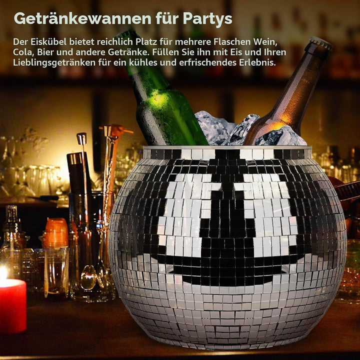 Eiskübel, Disco Kugel Sektkübel Grosse Kapazität Eisbehälter Party Weinkühler Eiseimer für Bier, Coc
