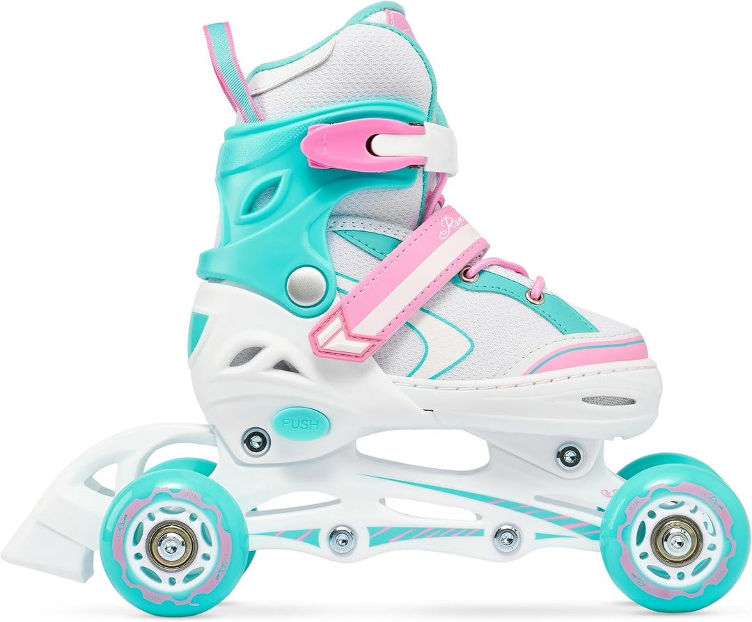 RAVEN 4in1 Inline Skates Triskates Rollschuhe Schlittschuhe Inliner für Kinder Mädchen verstellbar G
