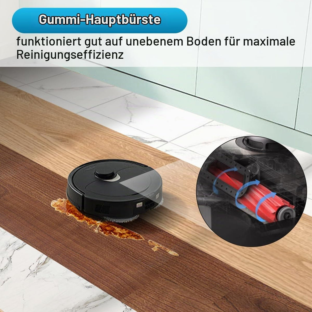 DrRobor Zubehörset für Roborock Q Revo Saugroboter, 2 Ersatzteile Hauptbürste, 4 Wischtücher, 4 Stau