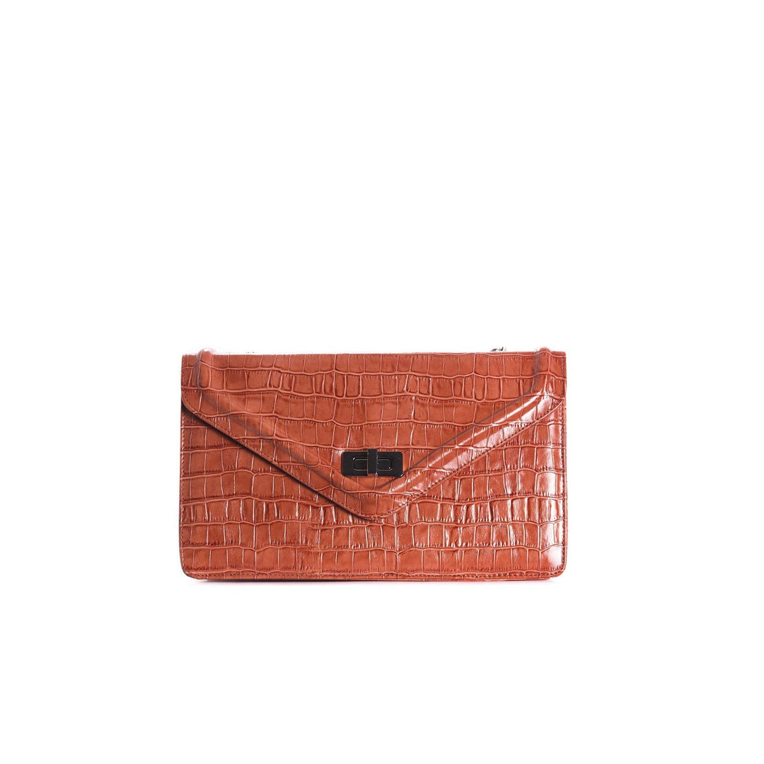 L’Intervalle Damen Amandine Stofftasche Orange Croco, Orange Croco