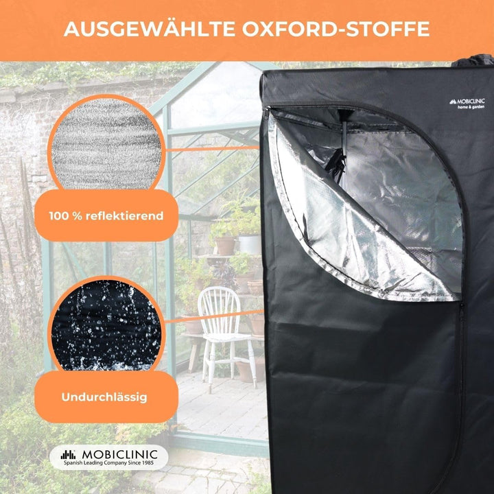 Mobiclinic®, Growzelt 80x80x160 cm, Indoor, Premium Mylar 97% reflektierend, Hydroponisches System,