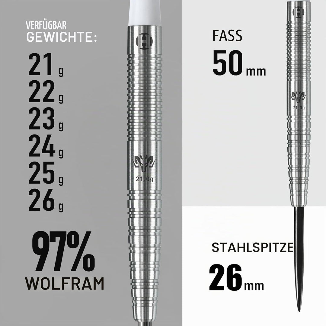 Harrows Wolfram 97% Tungsten Stahlspitzen Dart Set 21g, 22g, 23g, 24g, 25g & 26g - Inklusive Speedli