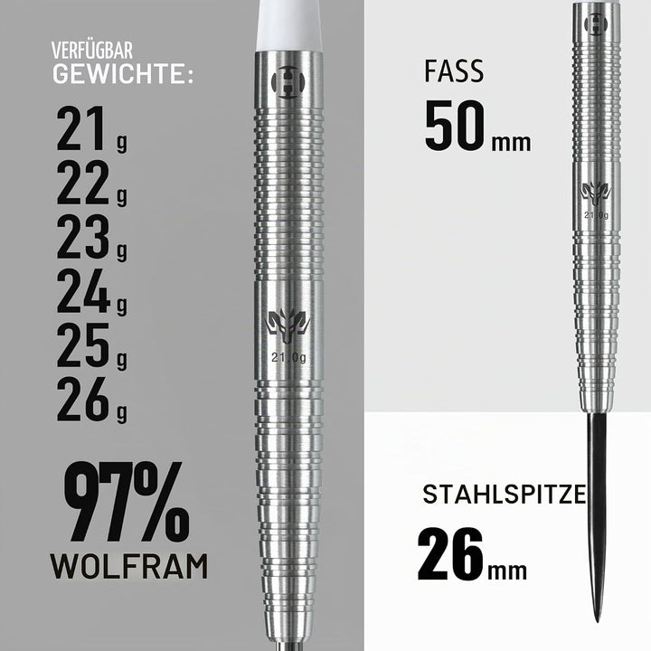Harrows Wolfram 97% Tungsten Stahlspitzen Dart Set 21g, 22g, 23g, 24g, 25g & 26g - Inklusive Speedli