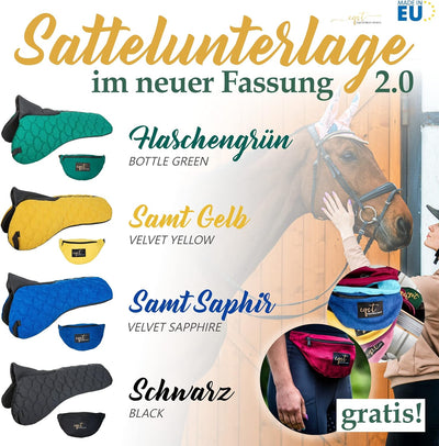 EQST Sattelunterlage 2.0 mit Wirbelsäulenfreiheit & GRATIS Gürteltasche, Sattelpad Unisize für Pferd