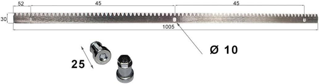 Zahnstange 30x8 / 1005 mm für Schiebetore bis 600 kg, Schiebetorantrieb, Zackenleisten Modul 4 Zahns