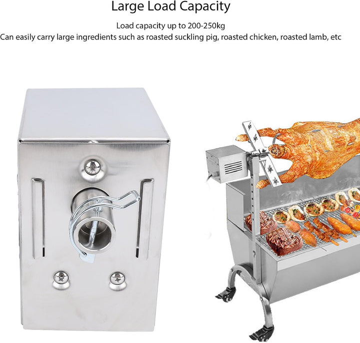 HEEPDD Hochleistungs-Grill-Rotisserie-Motor, 45-W-Edelstahl-Elektro-Bräter-Grillmotor mit 200–250 Kg