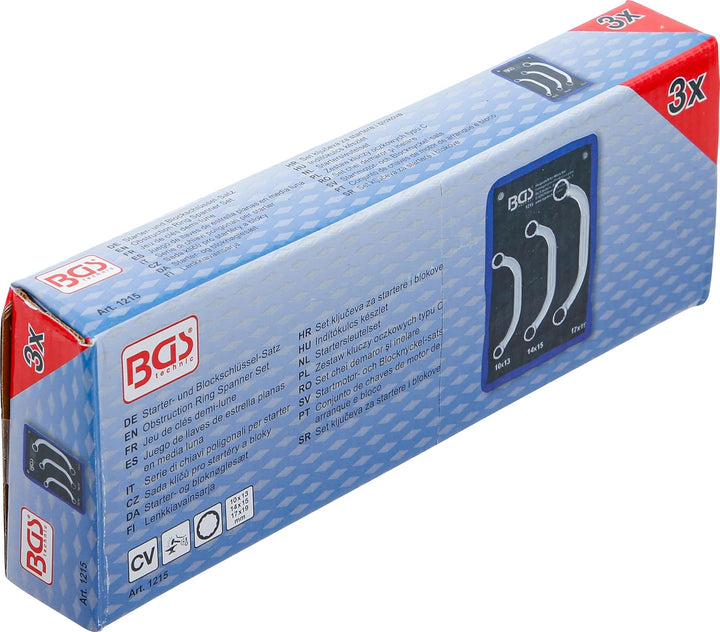 BGS 1215 | Starter- und Blockschlüssel-Satz | SW 10 x 13 - 17 x 19 mm | 3-tlg. 3-tlg. | SW 10 x 13 -