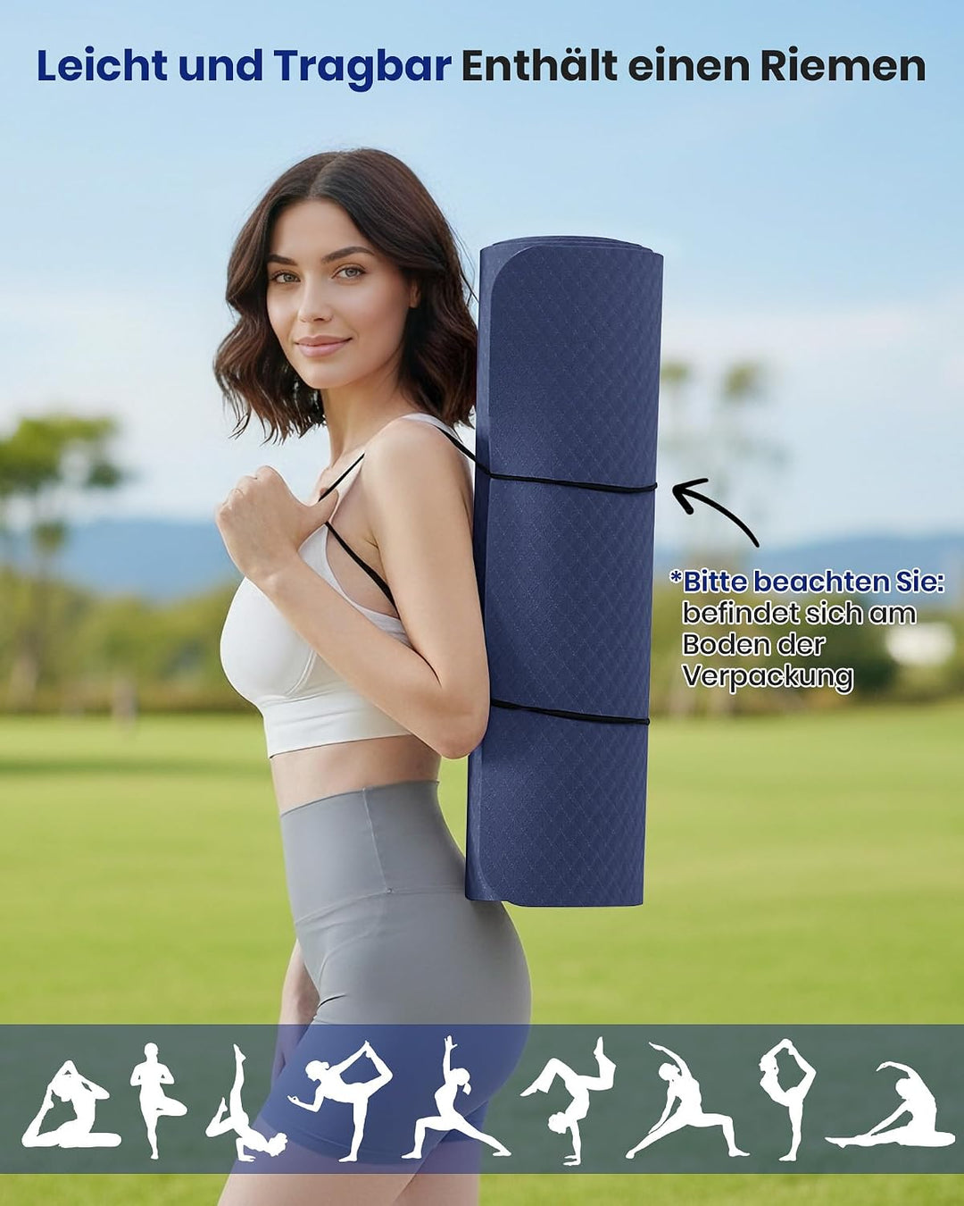 Narwhal Yogamatte Rutschfest Fitnessmatte Umweltfreundliche TPE Sportmatte mit Tragegurt Gymnastikma