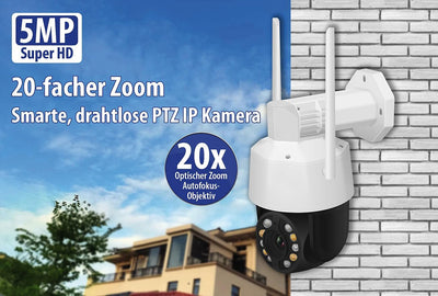 7links Kameras: PTZ-Überwachungskamera mit 2K+, Laser-LEDs, 20x-Zoom, WLAN, App, 360° (PTZ Kamera, W
